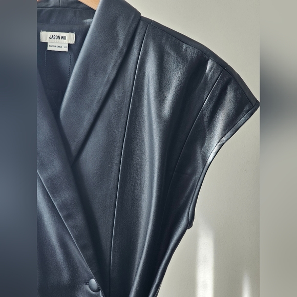 Jason Wu Black Faux Smooth Leather Vest with Belt - Picture 2 of 10
